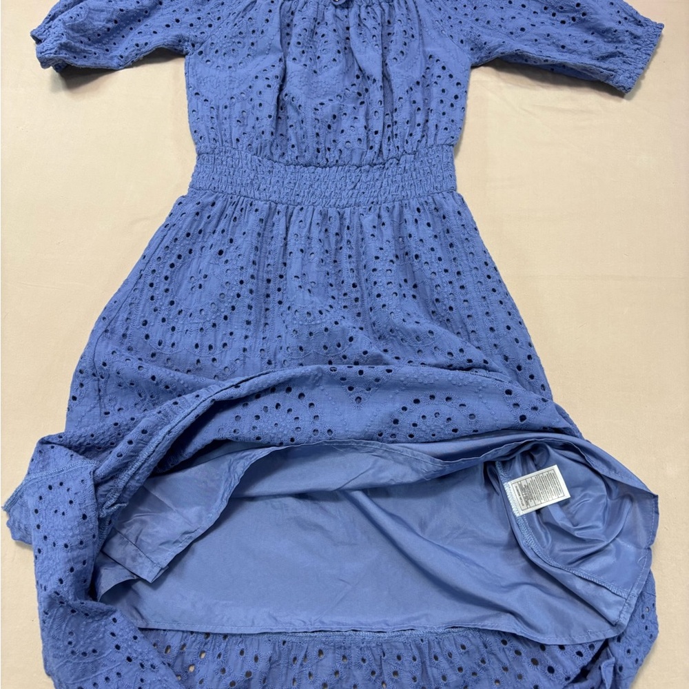 Betsey Johnson Women's Blue Midi Eyelet Short Sleeve Dress Size Small - Picture 5 of 8